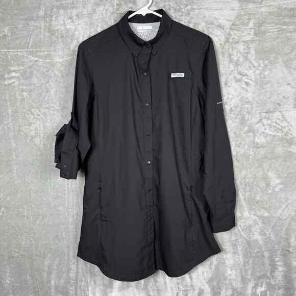 Columbia PFG Omni-shade Tamiami L/S Tunic Womens Small Black‎ Roll Tab Snap Vent - Picture 3 of 14